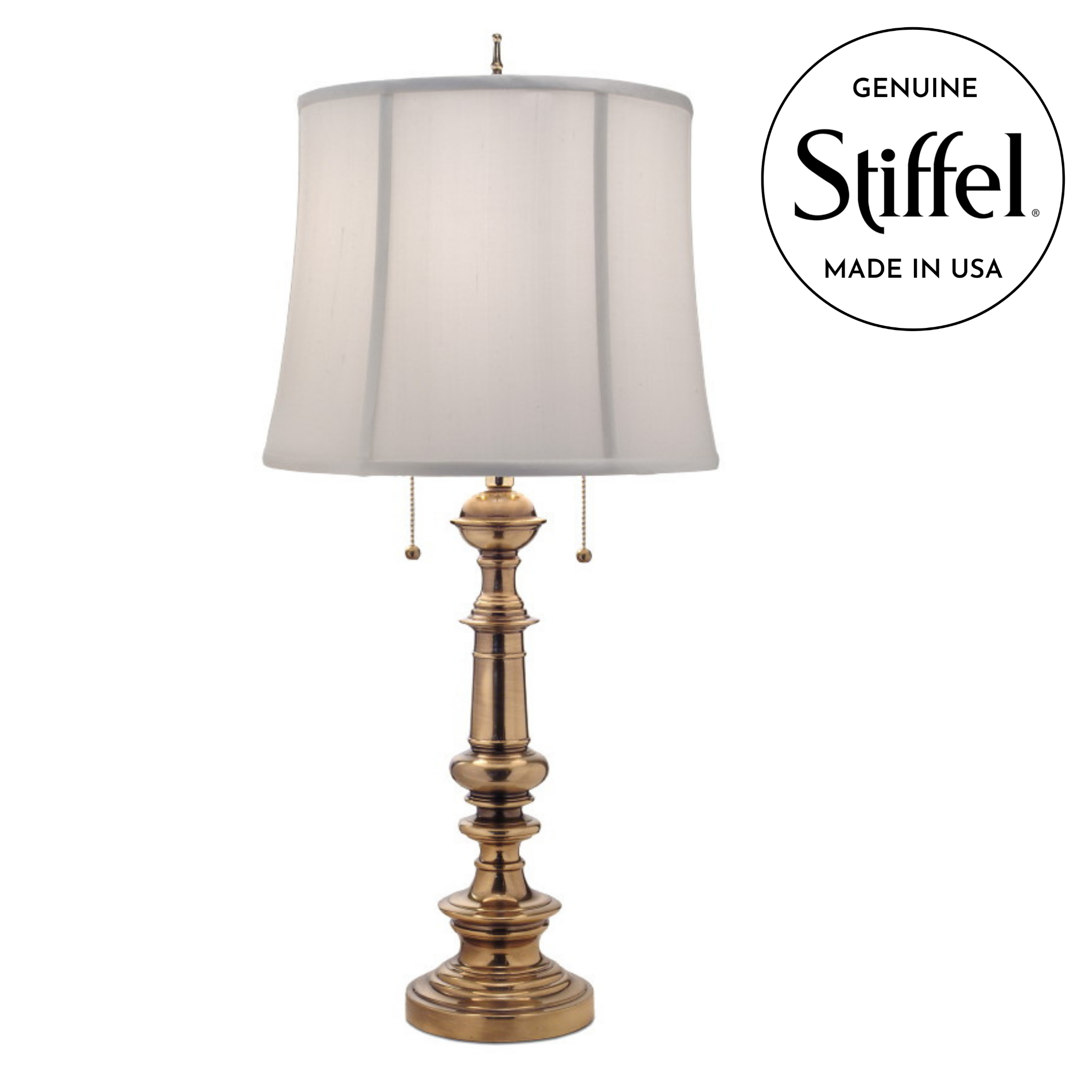 Stiffel Decorative Table Lamp in Burnished Brass with Double Pull Chain